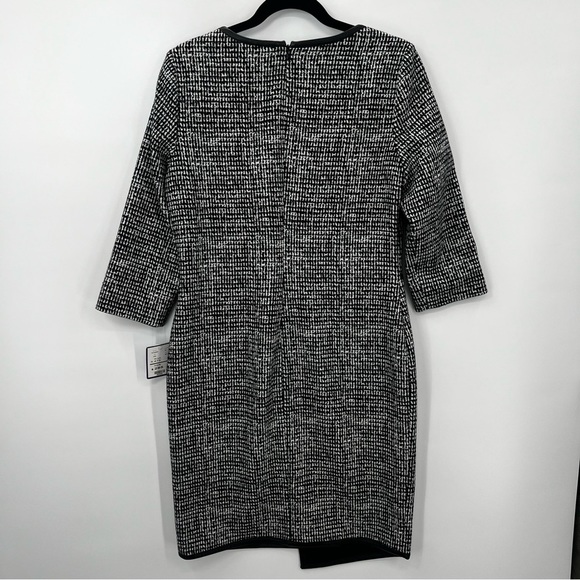 NWT Doncaster Tweed Asymmetrical Black Mini Dress Sheath Bodycon Size 6 Plaid - Picture 9 of 13